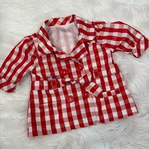 Little Lass Infant Baby 18 Months Red & White‎ Checked Jacket w/ Belt Adorable!